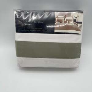 Hotel Collection King Comforter Cover Color Blocking 100% Pima Cotton 340 Thread